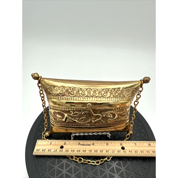Stunning Vintage Neiman Marcus Brass Gold Pillow Clutch EUC - Picture 5 of 9